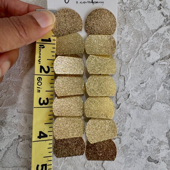 Gold Textured Drop Earrings, Modern Statement Dangle Earrings, Minimal Glam - Picture 5 of 7